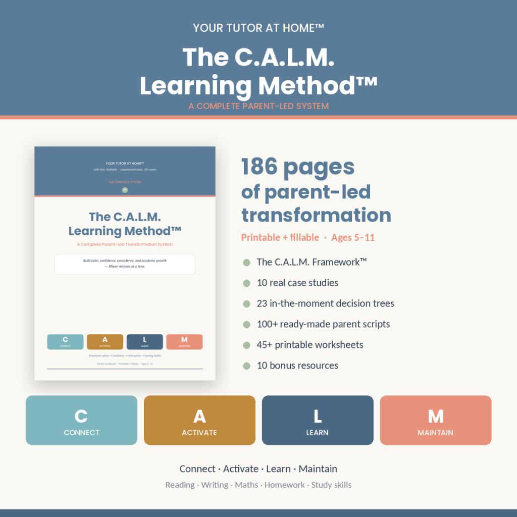 The CALM Learning Method printable homework help system for parents of struggling learners homework help for parents C.A.L.M. Learning Method step-by-step parent guide