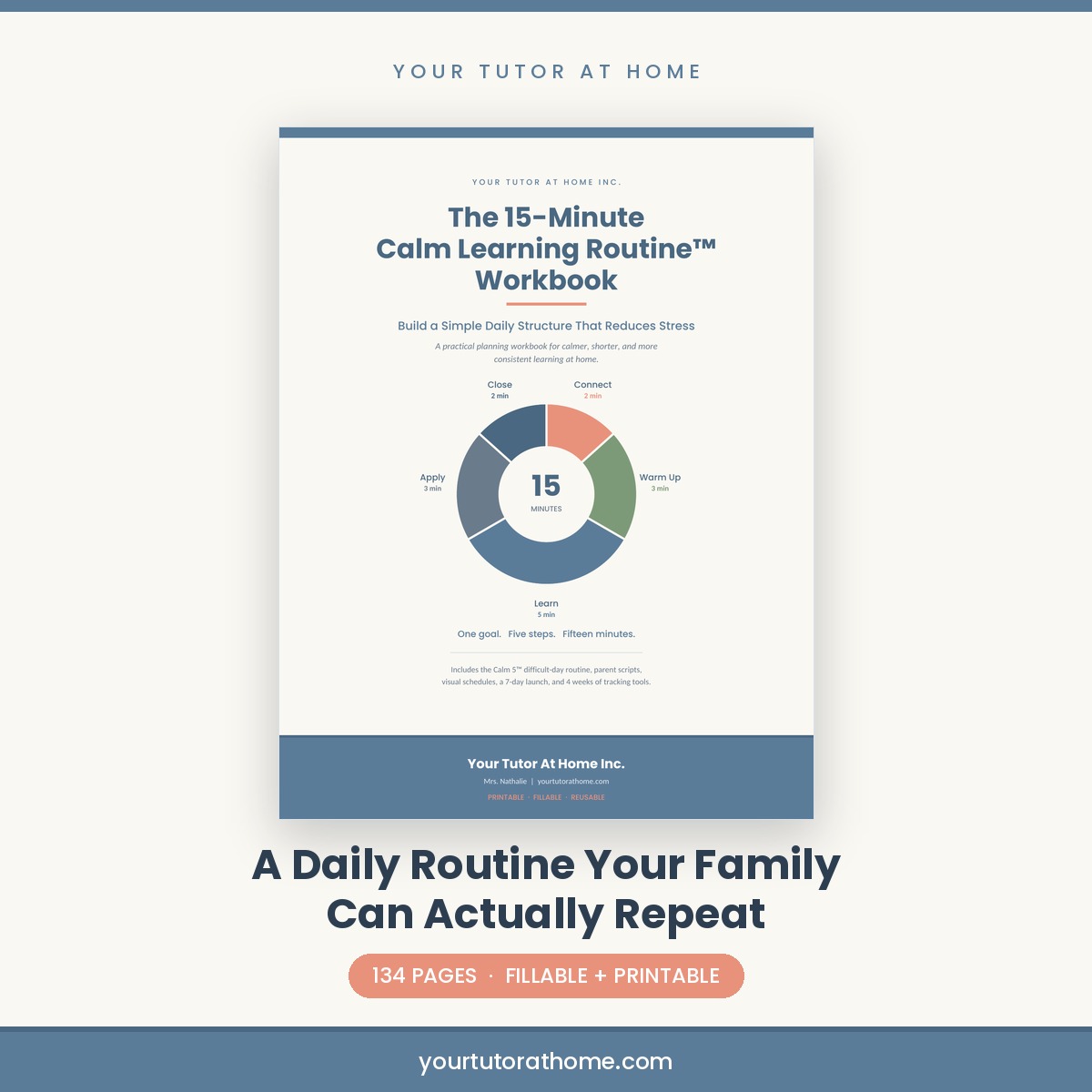 15-minute learning routine workbook cover for parents of struggling readers