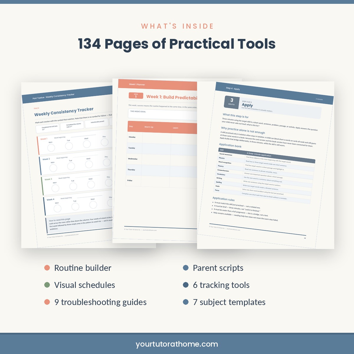 Inside the 15-minute learning routine workbook: planners, trackers and templates