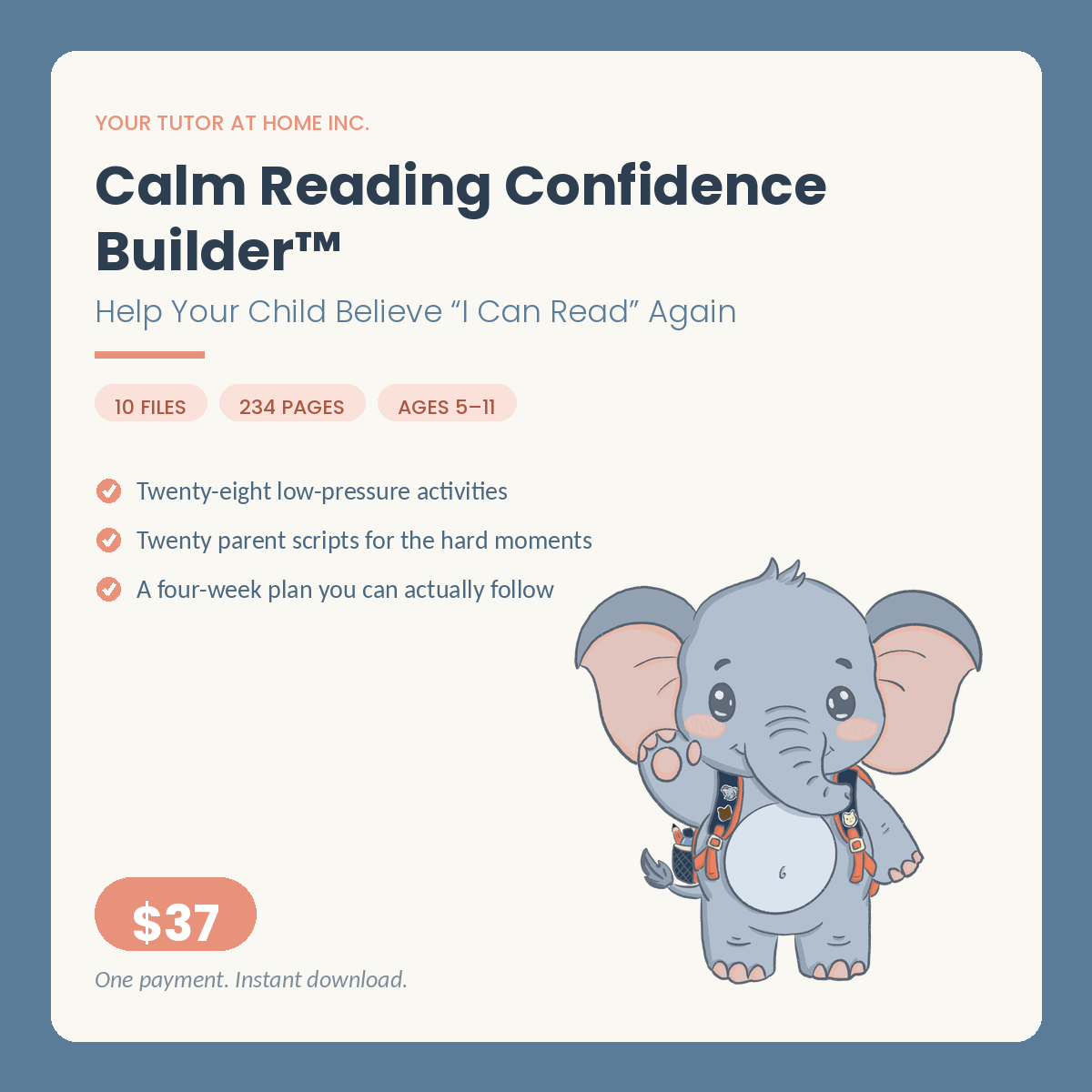 Calm Reading Confidence Builder — reading confidence system for ages 5-11 Calm Reading Confidence Builder pages for a child who hates reading