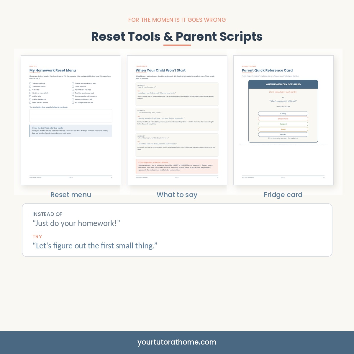 Reset menu, parent scripts and fridge reference card from the homework planner
