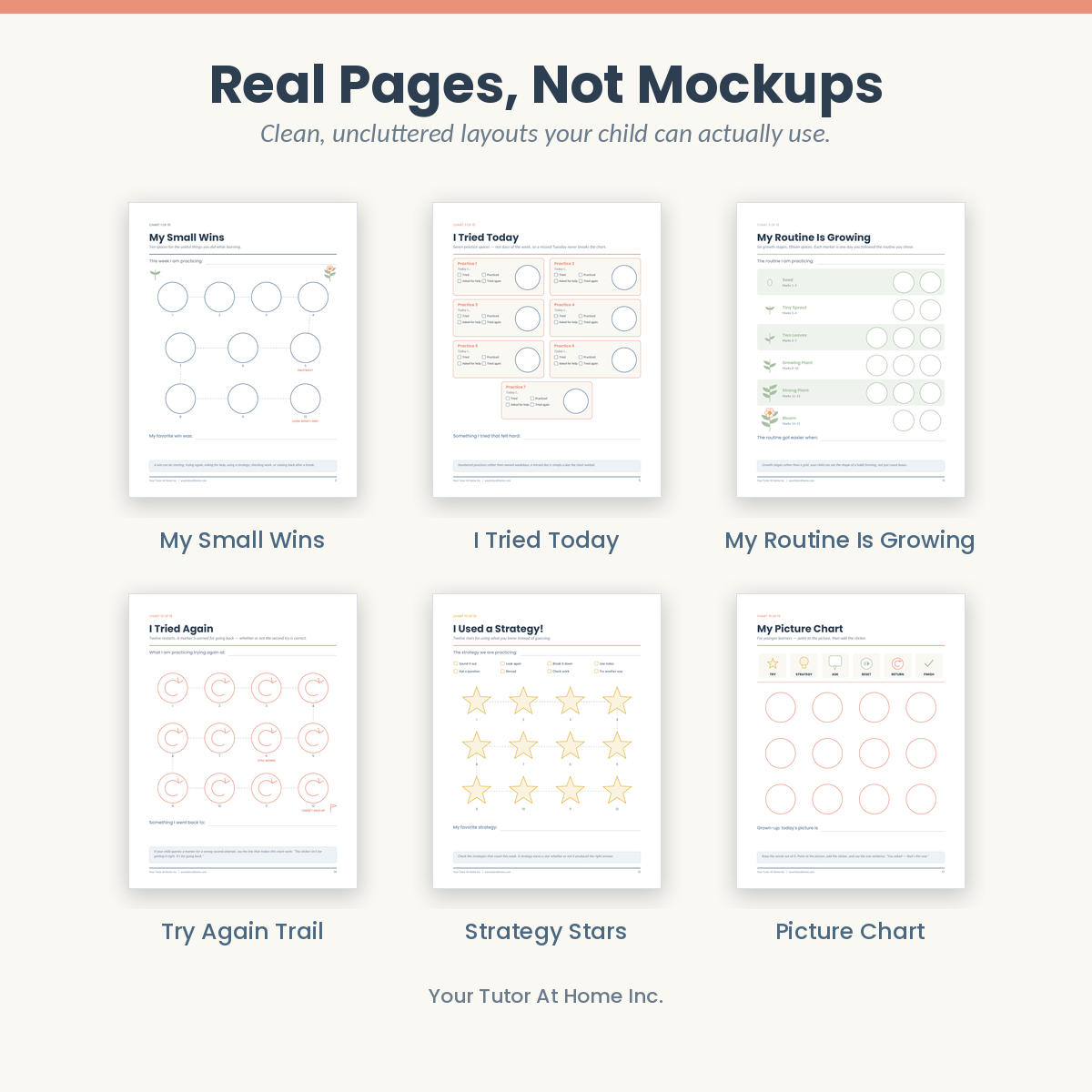 Real pages from the printable reward charts pack
