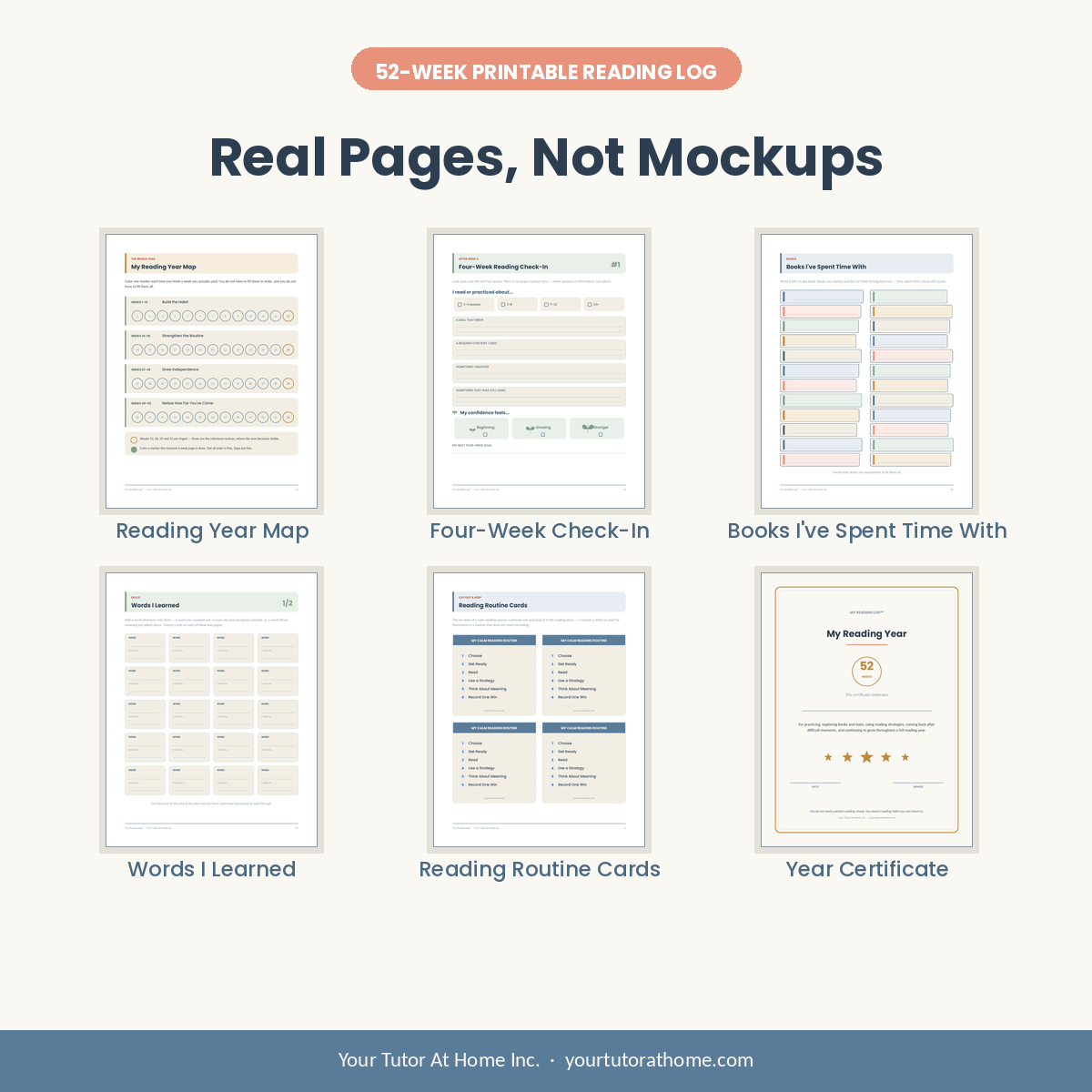 Printable reading log real pages including trackers and certificates