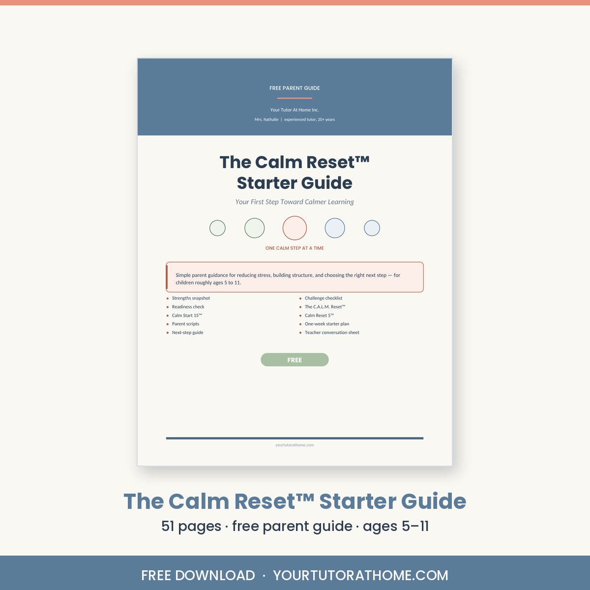 Calm learning at home free parent guide cover for ages 5 to 11