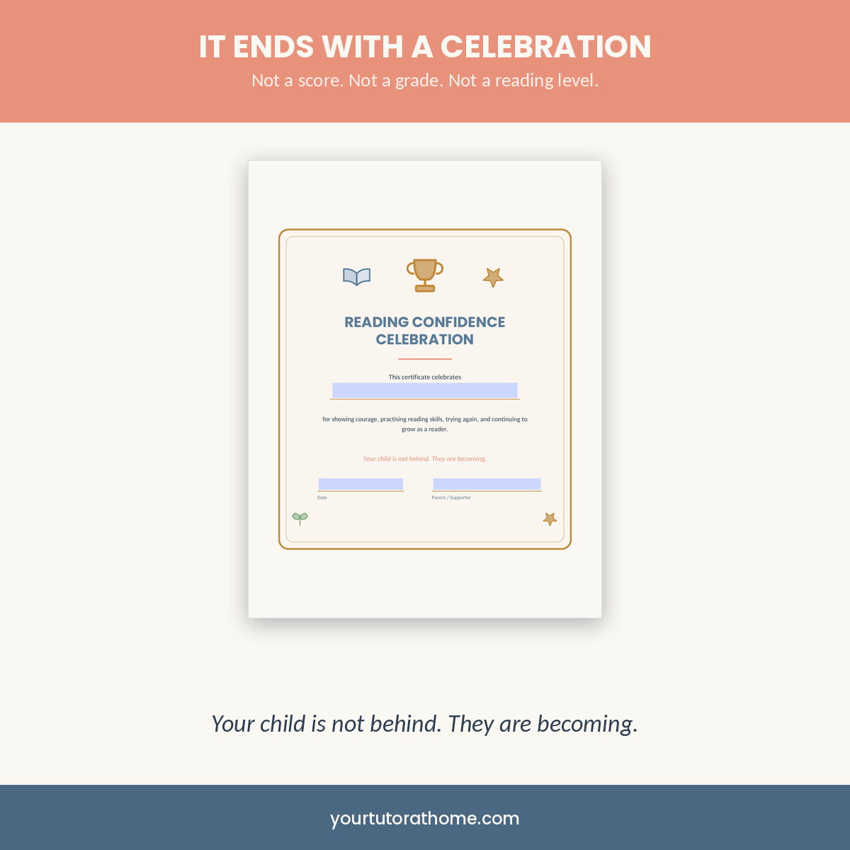 Printable reading celebration certificate for children