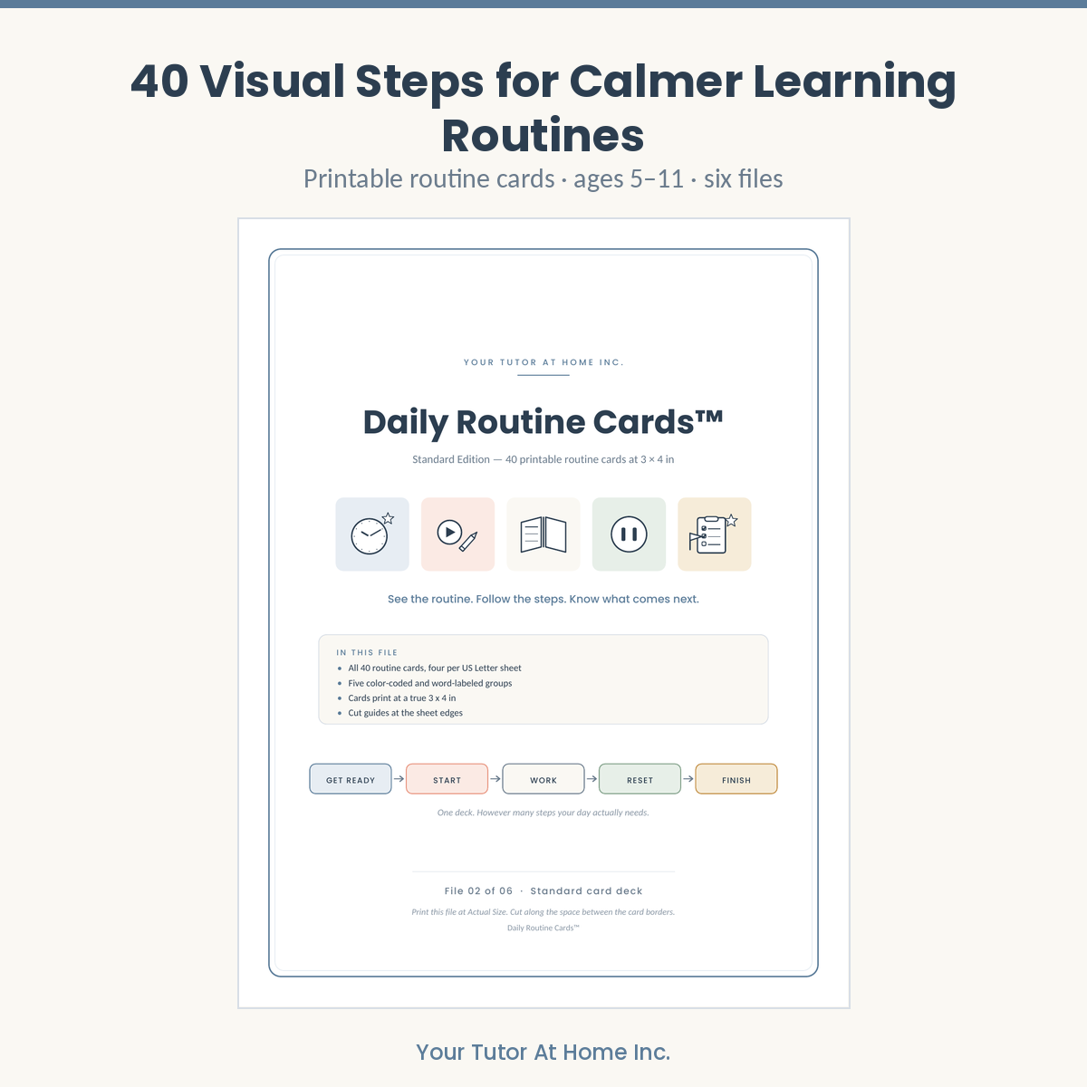 Daily Routine Cards™ cover — 40 printable routine cards for children ages 5 to 11