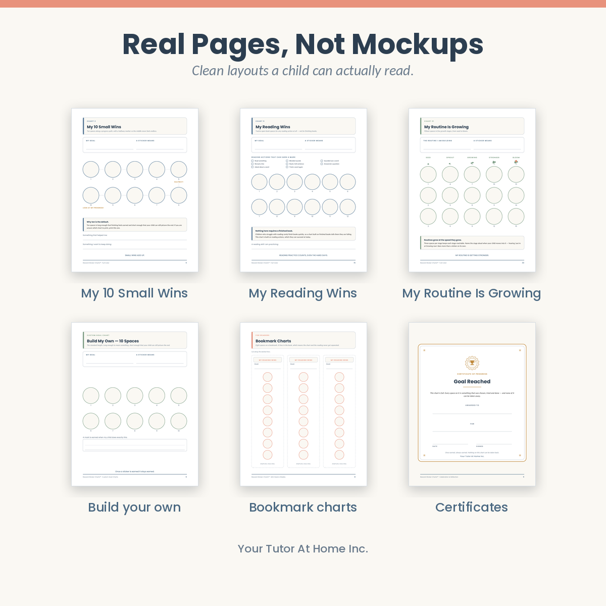 Real pages from the printable sticker charts pack